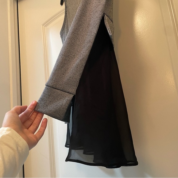 French Connection pin stripe knit sweater vest w/ chiffon drape vest size S - Picture 13 of 16